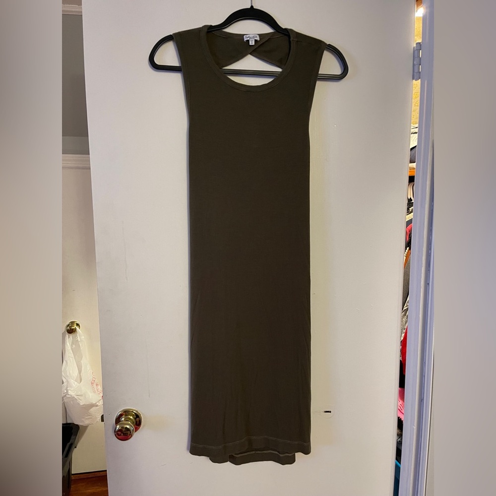 Splendid Ribbed Open Back tank dress Olive green M‎